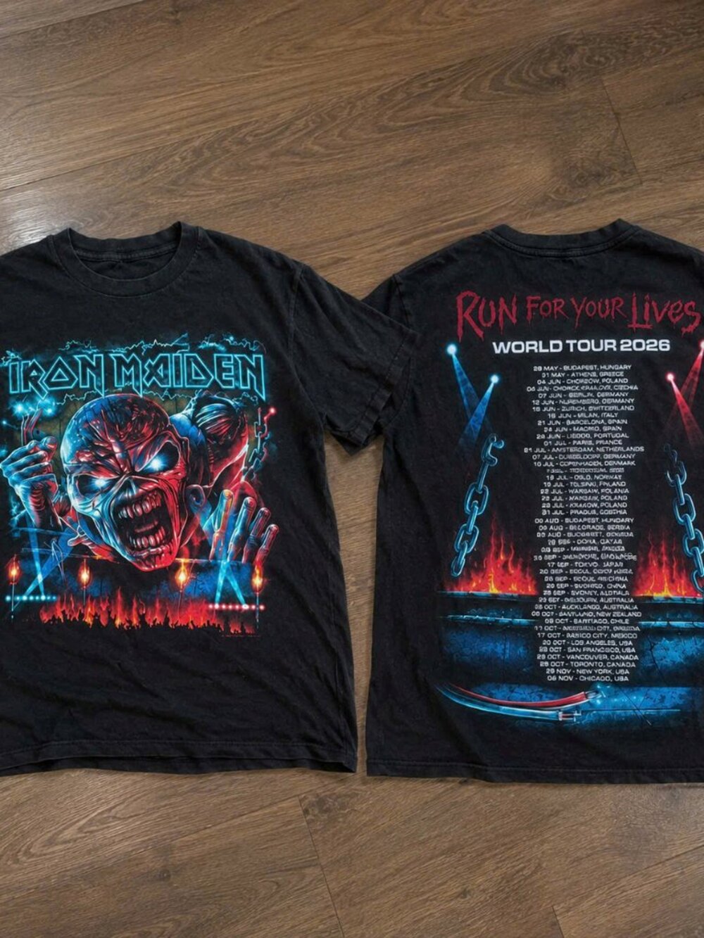 Iron Maiden 2026 World Tour Graphic Tee Black